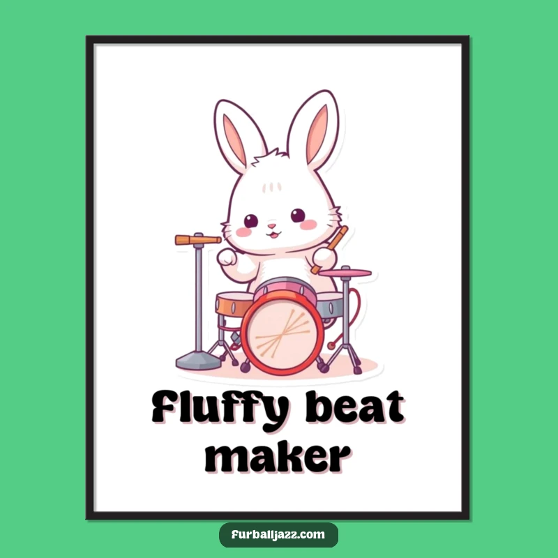 Funny Rabbit Drummer Digital Art: Bunny Beats, Instant Funny Gift
