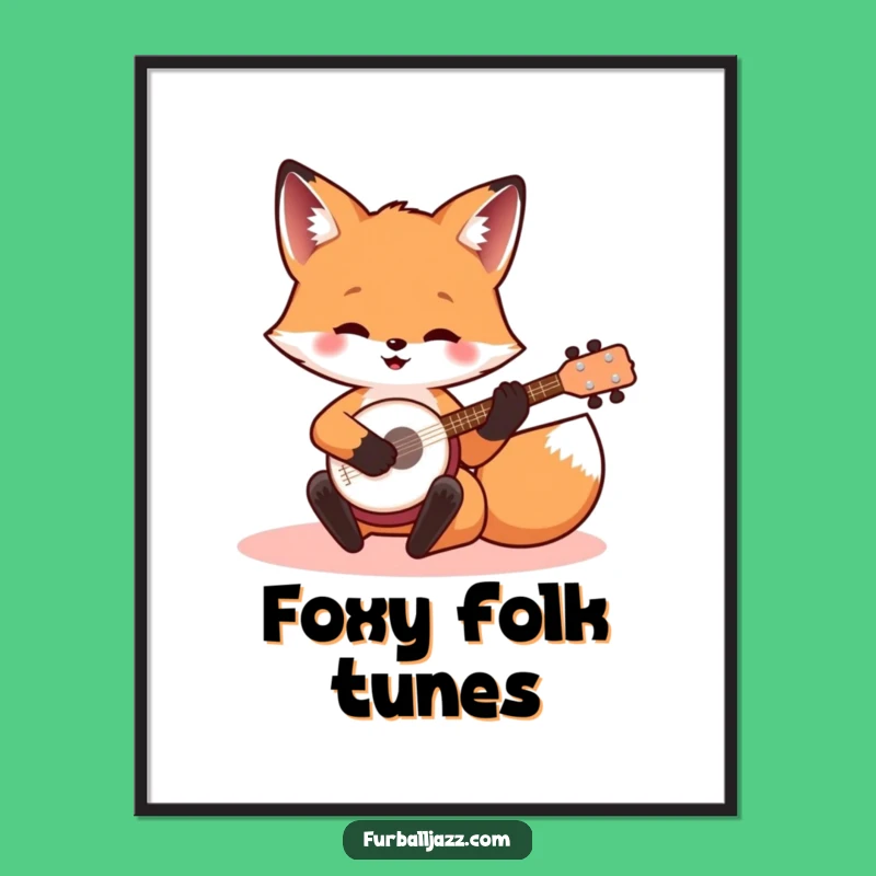 Funny Banjo Fox Digital Art: Instant Joyful Musical Woodland Decor