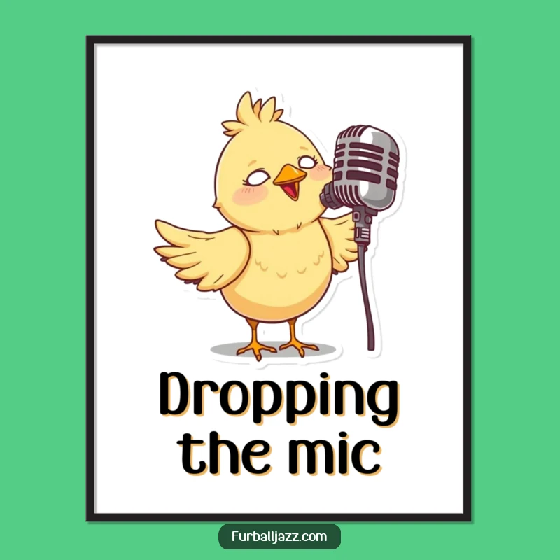 Funny Bird Singer Digital Art: Whimsical Melody, Perfect Instant Gift