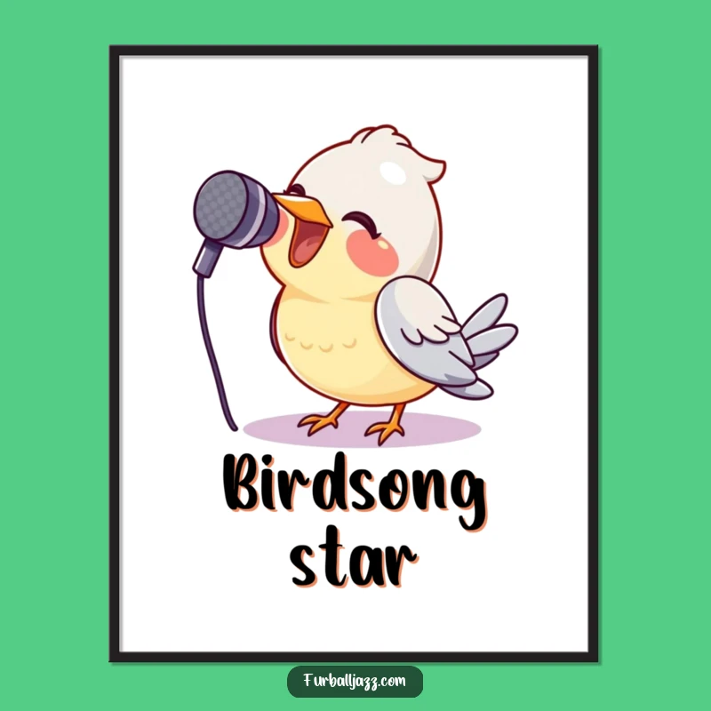 Funny Bird Singing Digital Art - Instant Avian Rockstar Print Gift