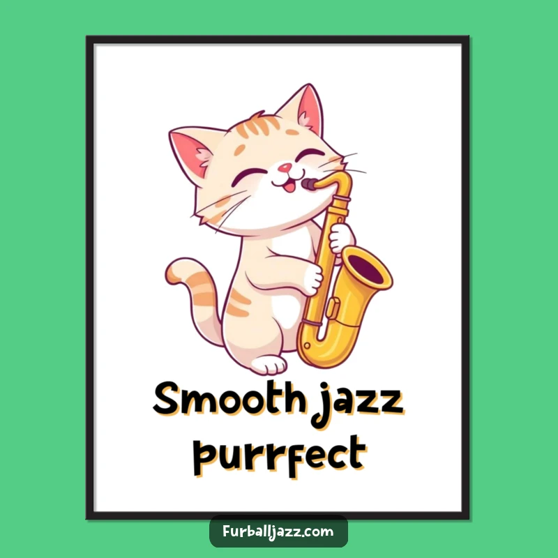 Funny Cat Saxophone Digital Art: Jazzy Feline Decor for Instant Vibes