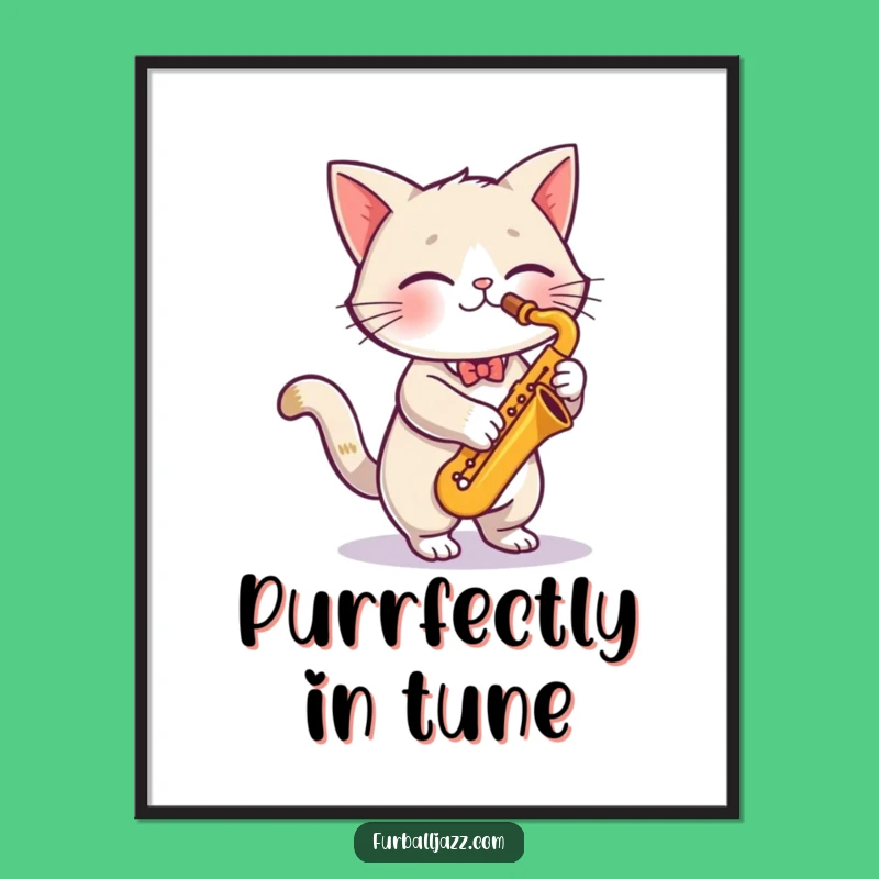 Funny Cat Saxophone Digital Art - Jazzy Feline Musician Wall Decor Funny Gift