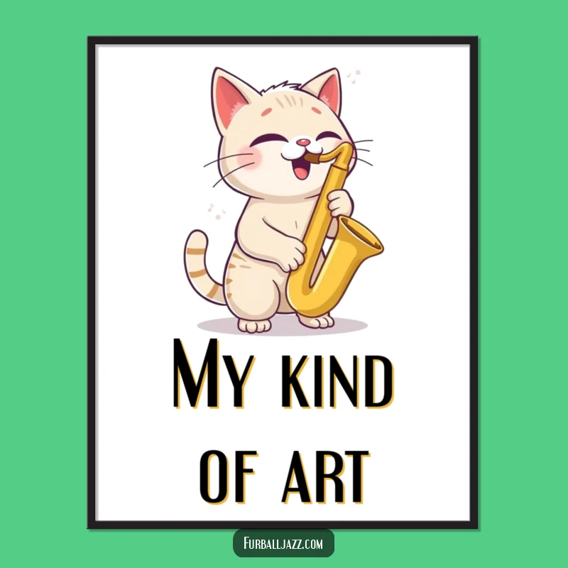 Funny Cat Saxophone Digital Art - Jazzy & Printable Feline Decor