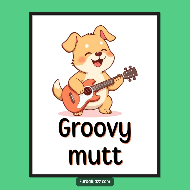 Funny Dog Guitarist Digital Art Print: Bring Rock 'n' Roll Joy Home