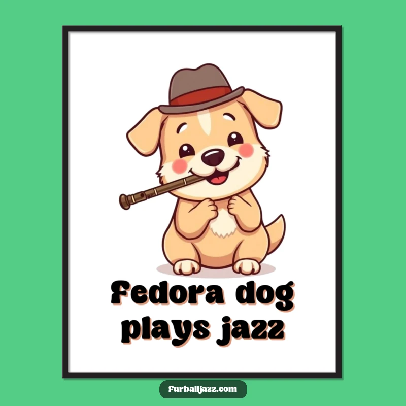 Funny Dog Jazz Digital Art: Dapper Pup Tunes, Instant Funny Gift