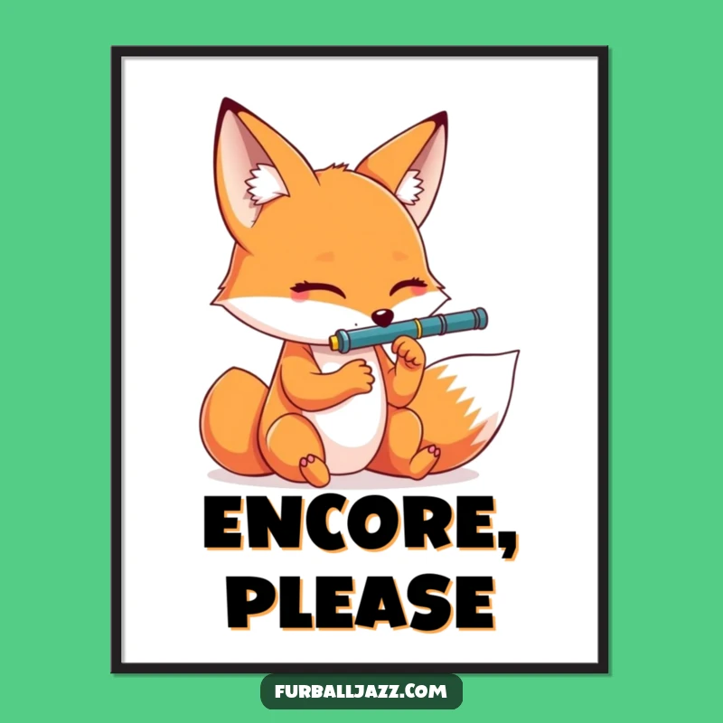 Funny Fox Clarinet Digital Art: Instant Dramatic Musical Decor