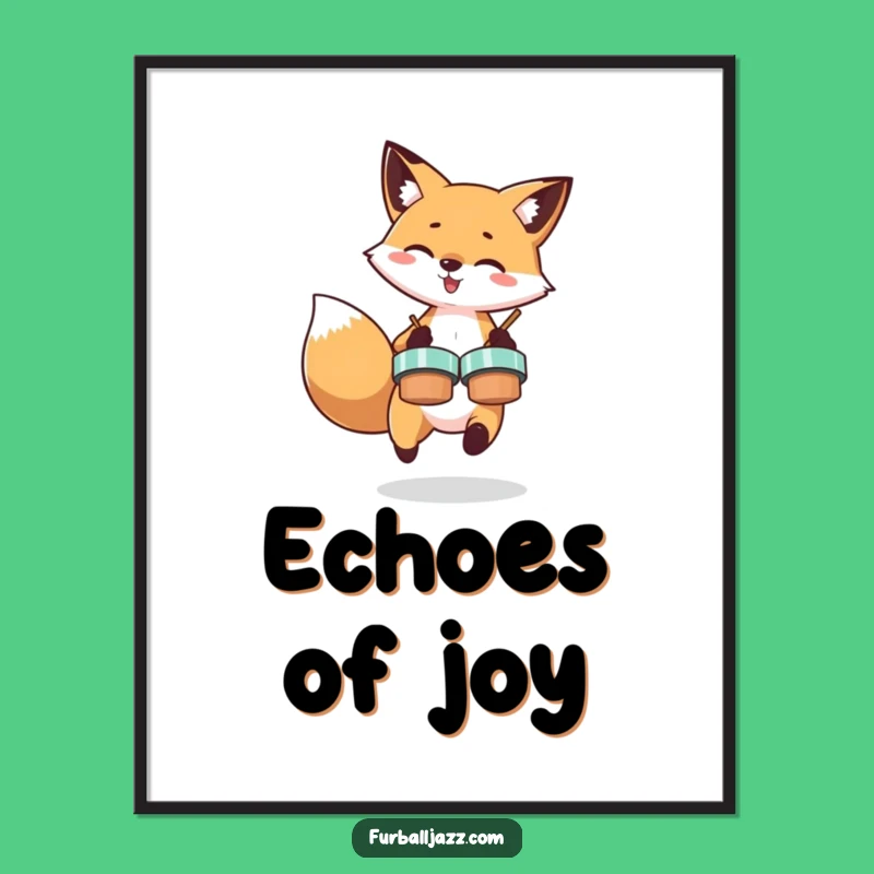 Funny Fox Cymbal Digital Art - Energetic Wall Decor Print