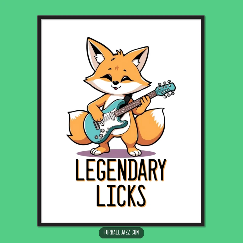 Funny Fox Guitarist Digital Art: Instant Rock Star Wall Decor