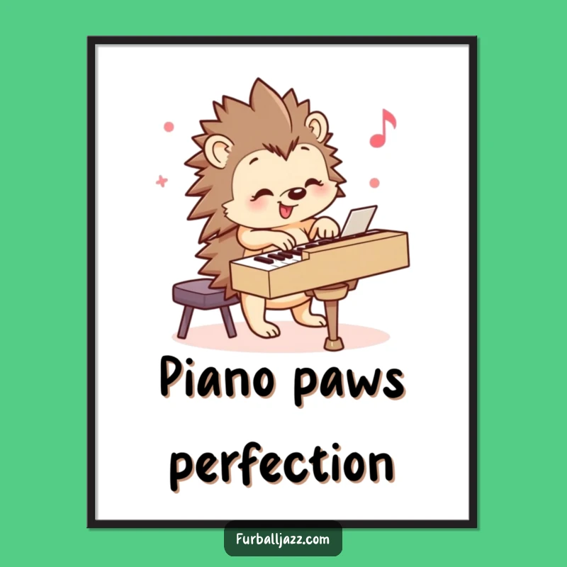 Funny Hedgehog Piano Digital Art - Whimsical Musical Instant Download