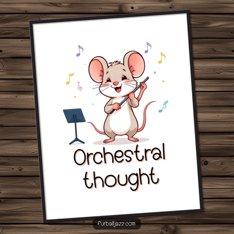 Funny mouse conducting an imaginary orchestra, presented as digital art for instant, humorous musical inspiration.