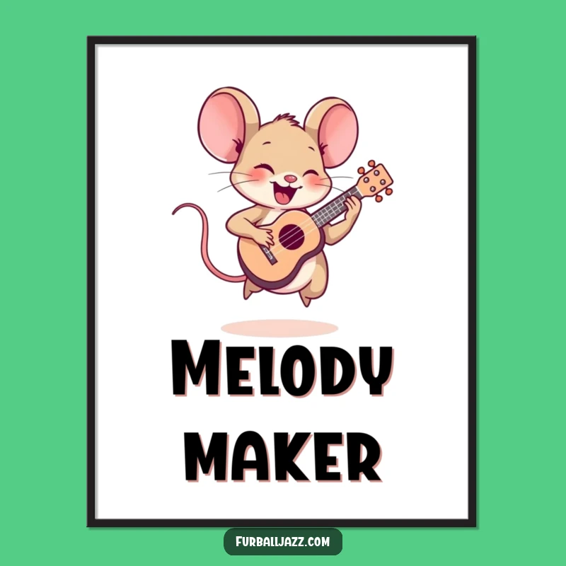 Funny Mouse Ukulele Digital Art: Instant Cheerful Decor - Hilarious Gift