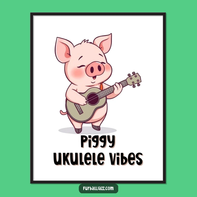 Funny Pig Ukulele Digital Art: Instant Cheerful Music for Your Walls - A Funny Gift