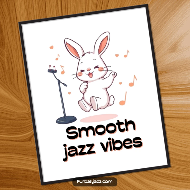 Funny Rabbit Digital Art Print of a rabbit tapping its foot rhythmically to a jazz beat, embodying pure musical joy and rhythm.