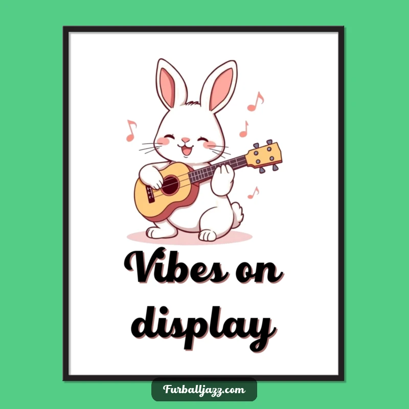 Funny Rabbit Ukulele Digital Print: Instant Download Art, Charming Musician Character, Gift