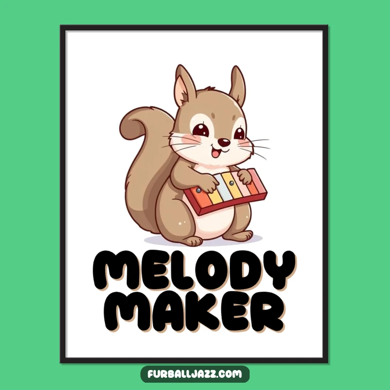 Funny Squirrel Xylophone Digital Art - Instant Musical Whimsy Gift