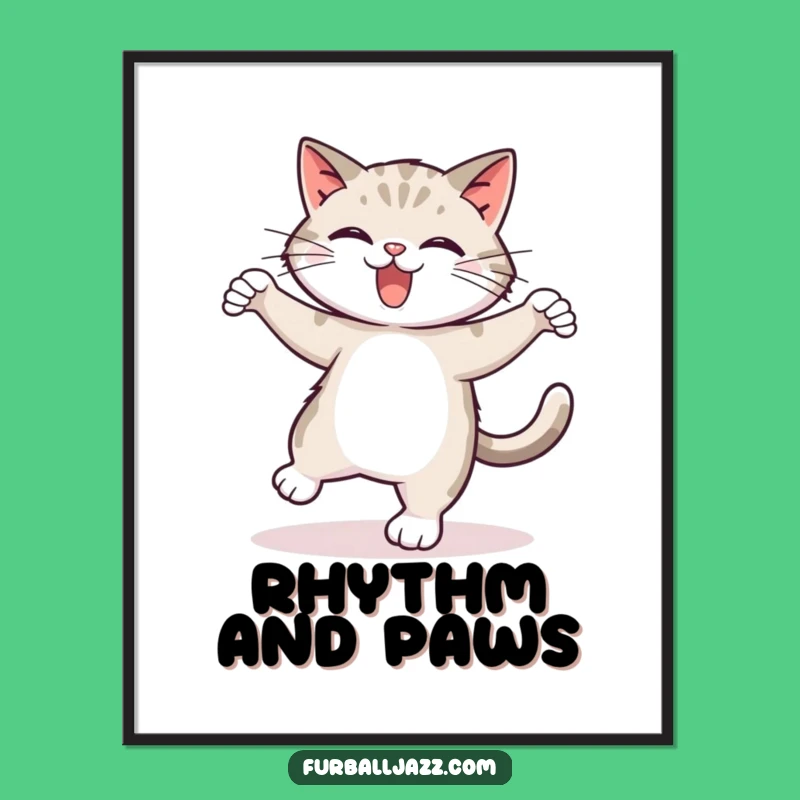 Funny Tap Dancing Cat Digital Art - Festive Wall Decor