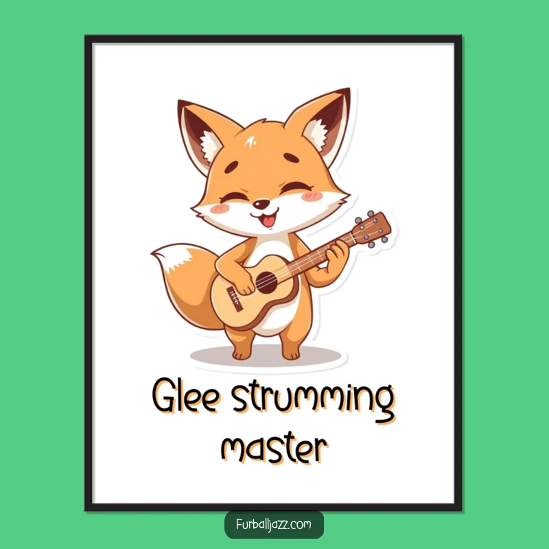 Funny Fox Guitarist Digital Art - Strumming Foxy Musician Wall Decor Funny Gift
