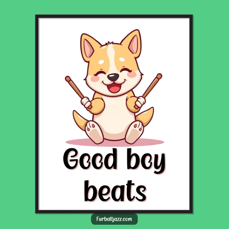 Funny Dog Drummer Digital Art: Instant Download of Energetic Canine Beats