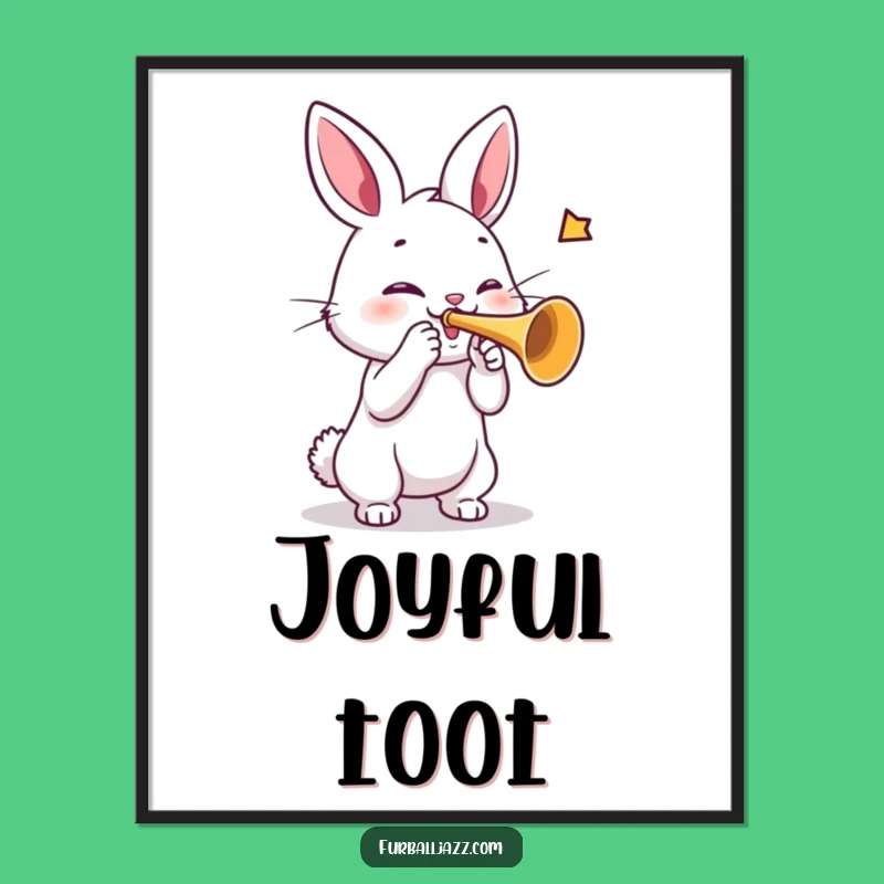 Joyful Rabbit Trumpet Digital Art Print: Blast of Musical Cheer