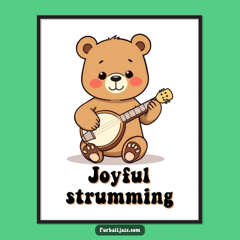 Funny Bear Banjo Digital Art - Cheerful & Printable Folk Decor