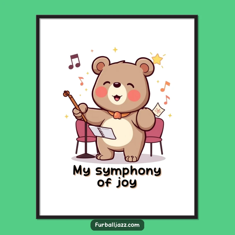 Funny Bear Conductor Digital Art: Glee Maestro, Perfect Instant Gift