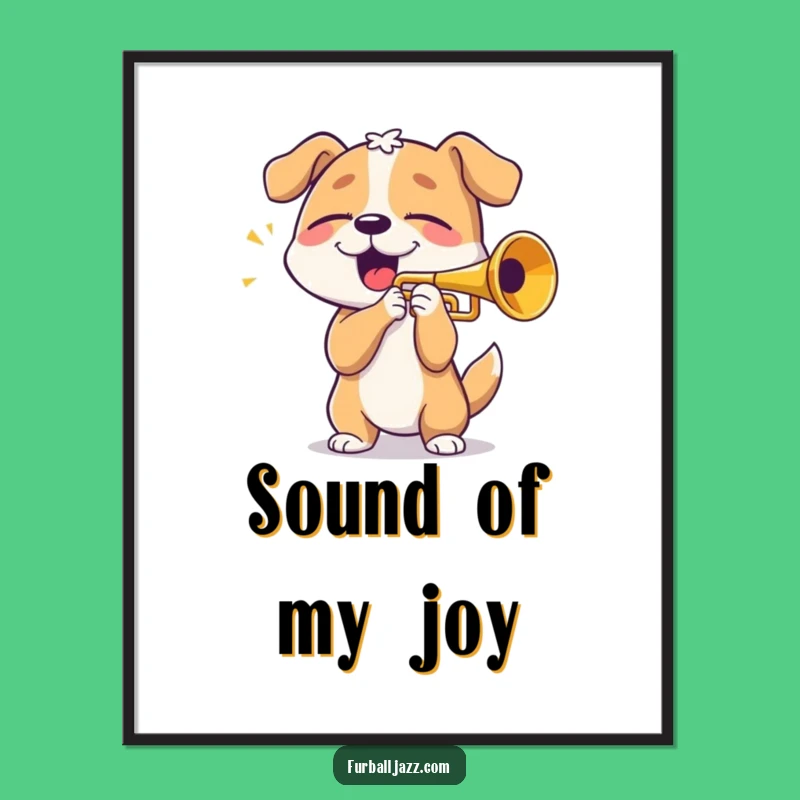 Funny Dog Trumpet Player Digital Art - Blissful Canine Print Gift