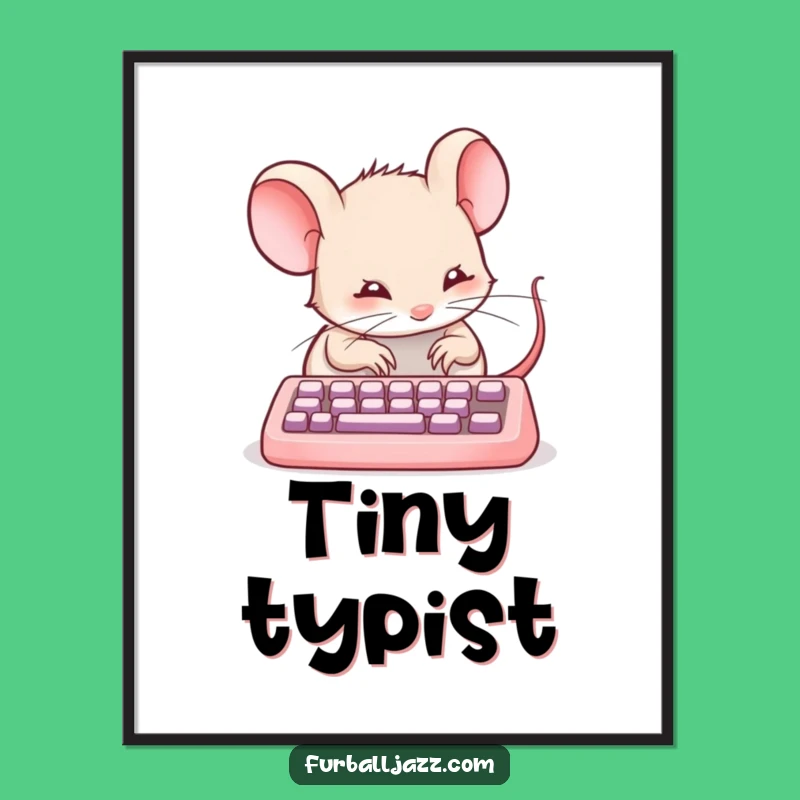 Funny Mouse Typing Digital Art - Instant Coder Rodent Print Gift