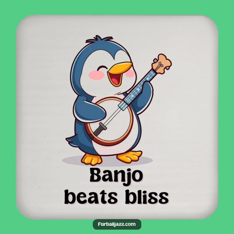 Funny Penguin Banjo Coaster: Sip in Style - Hilarious Musical Gift