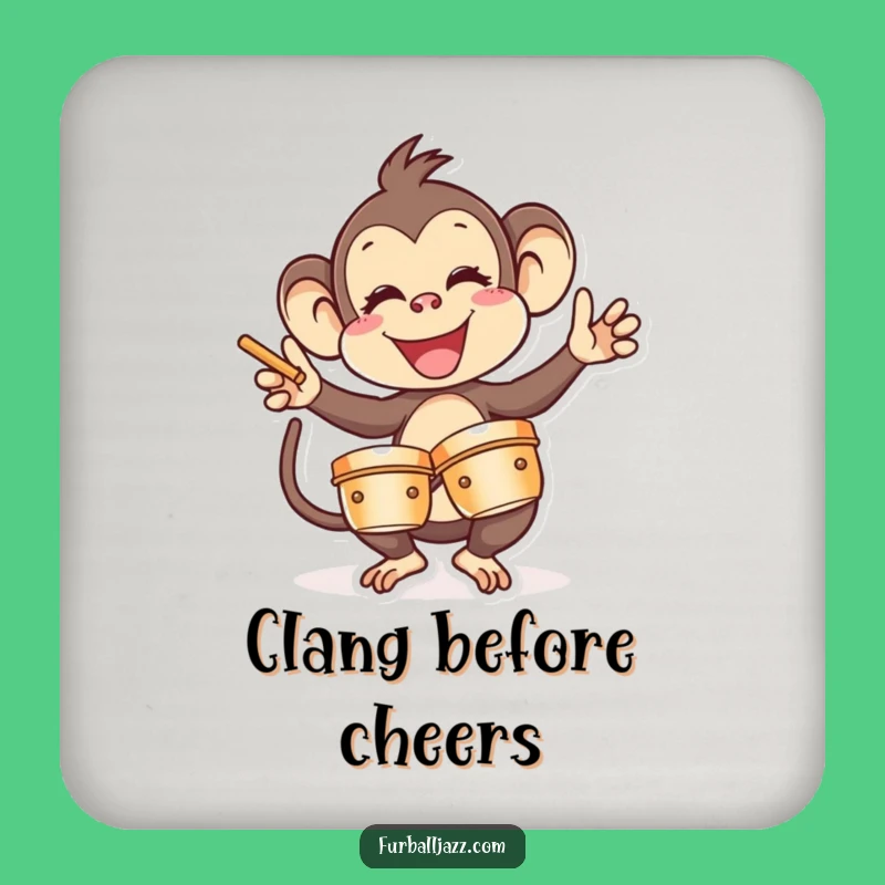 Funny Monkey Cymbal Coaster Set - Protect Surfaces with Hilarious Music Art
