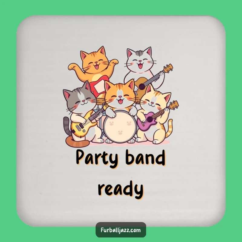Funny Cat Jam Session Coaster - Protect Surfaces with Feline Music Charm