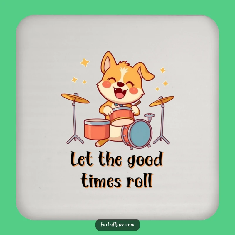 Funny Dog Drummer Coaster - Keep Your Surfaces Grooving!