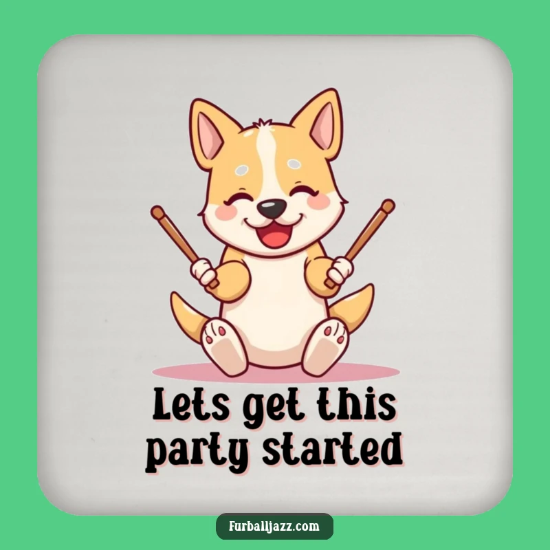 Funny Dog Drummer Drink Coasters: Protect Surfaces with Energetic Style