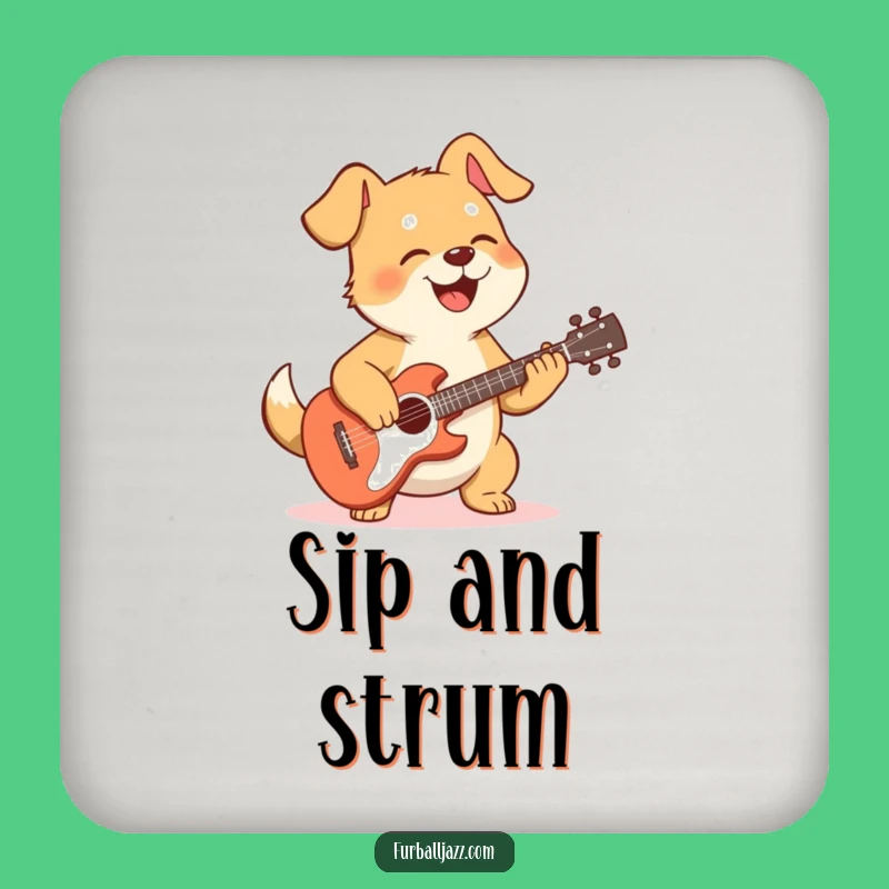 Funny Dog Guitarist Coaster Set: Protect Surfaces With Musical Pooch Style
