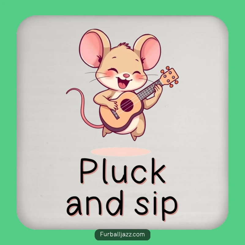 Funny Mouse Ukulele Coaster: Sip with a Smile - Hilarious Musical Gift
