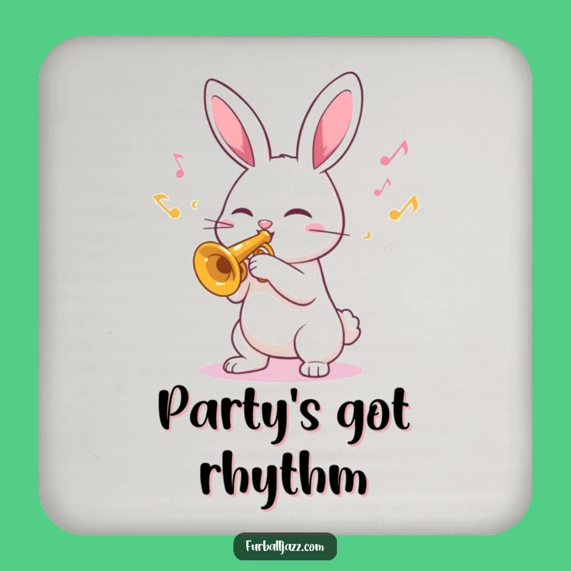 Funny Rabbit Trumpet Coaster: Protect Surfaces with Happy Musical Style