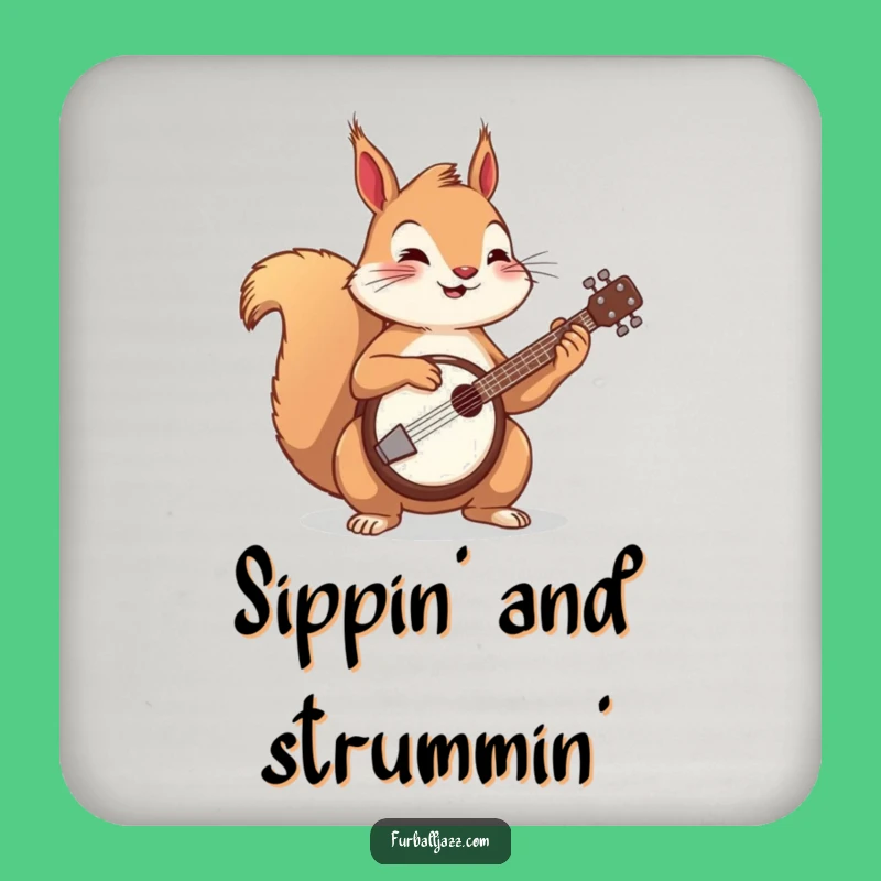 Funny Squirrel Banjo Coaster, Musical Drink Accessory, Adorable Funny Gift