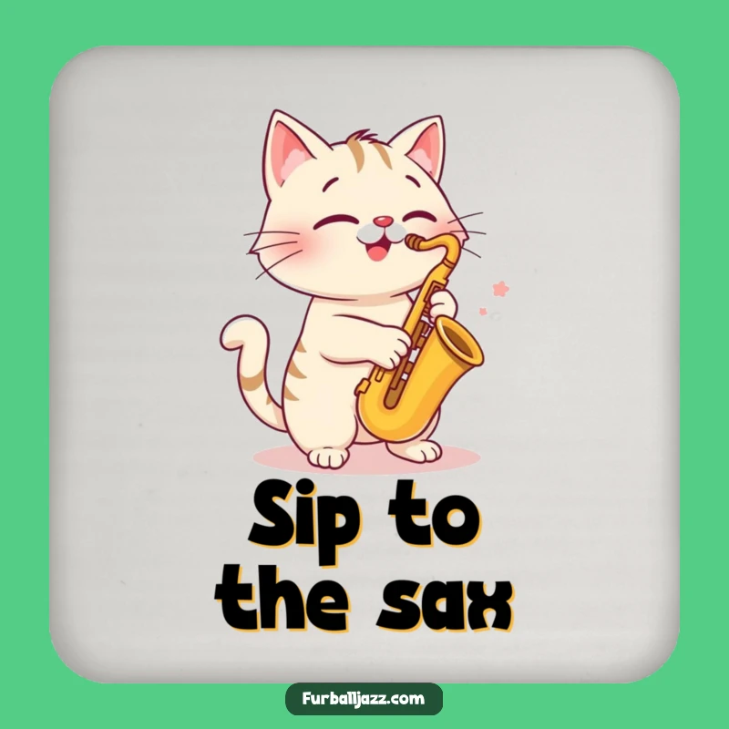 Funny Cat Saxophone Coaster - Cool Pet Drink Mat, Adorable Gift