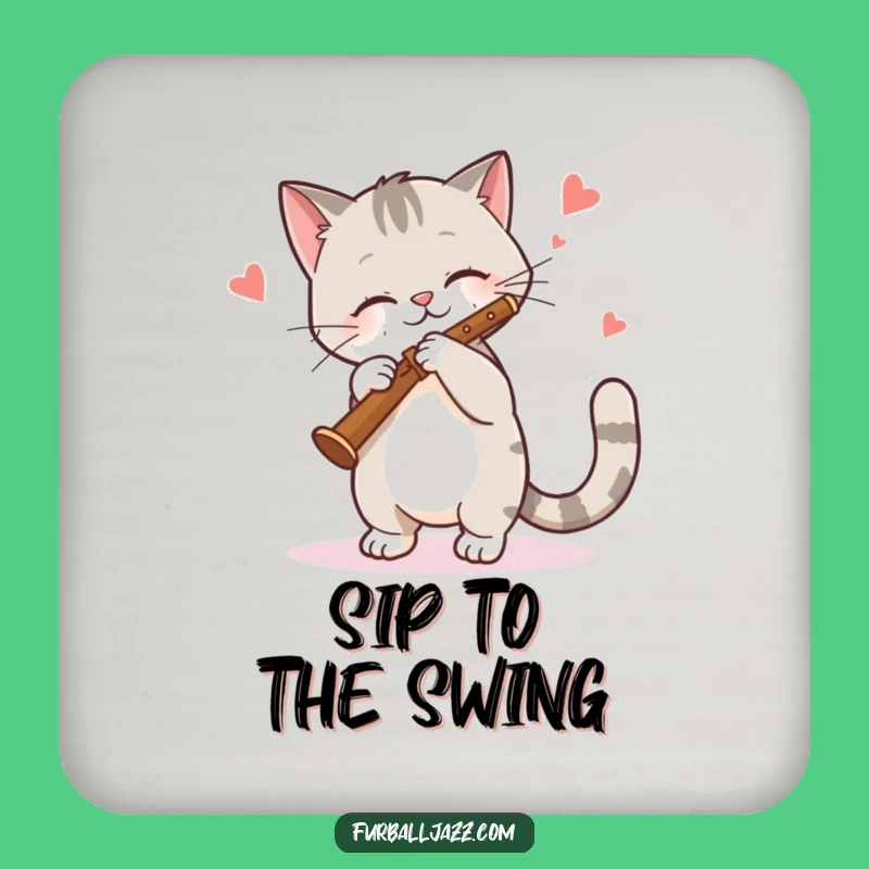 Funny Cat Clarinet Coaster Set - Protect Surfaces with Jazzy Feline Art