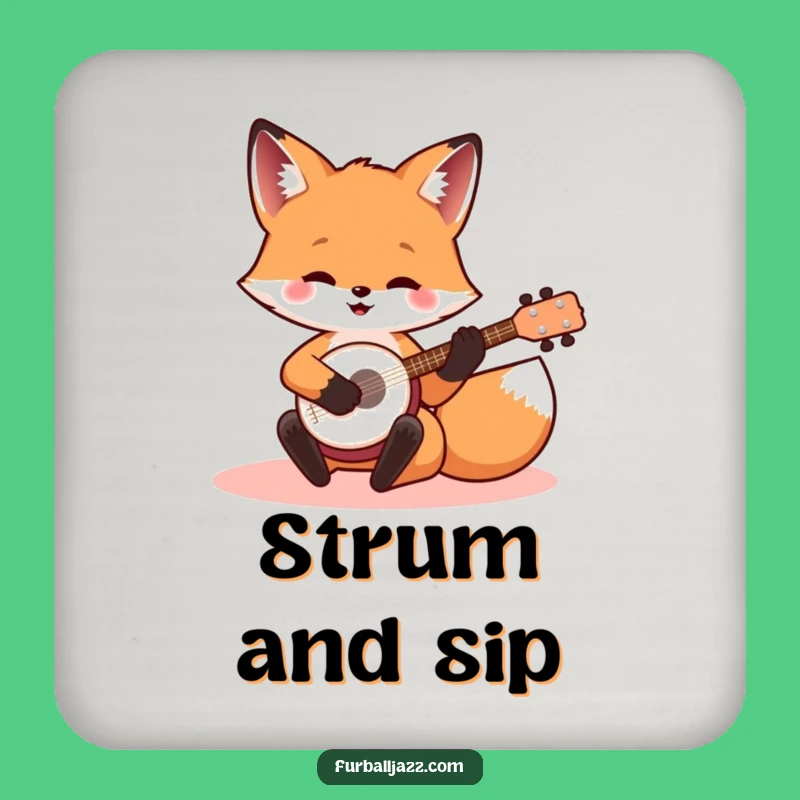 Funny Banjo Fox Coasters: Protect Surfaces with Musical Critter Charm