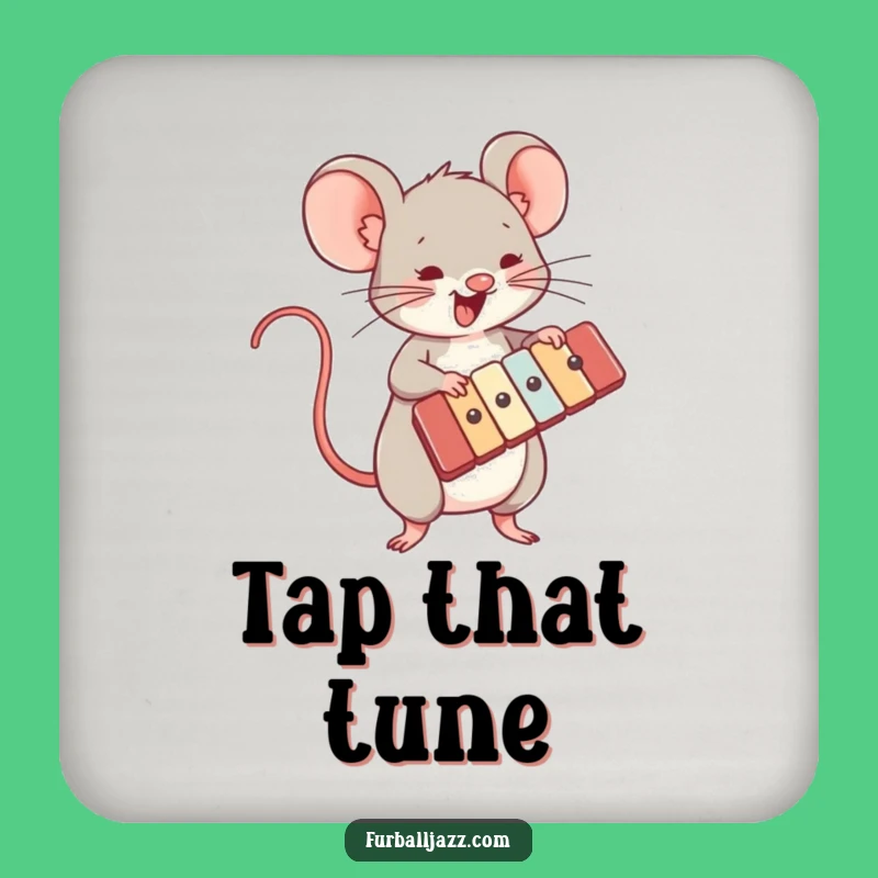 Funny Mouse Xylophone Coaster Set: Playful Protection, Perfect Gift for Music Room