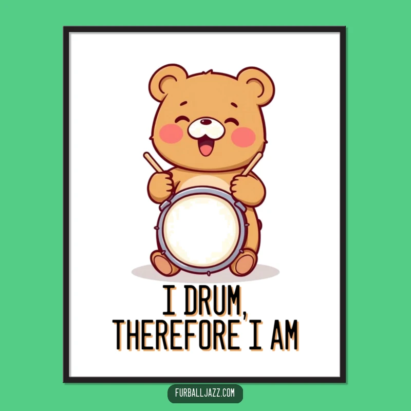 Funny Bear Drummer Poster - Rocking Grizzly Musician Wall Art Funny Gift