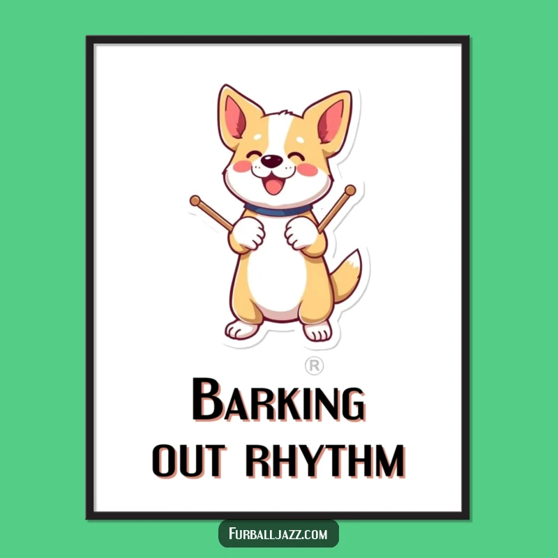Funny Dog Drummer Poster: Energetic Art for Music Lovers' Walls