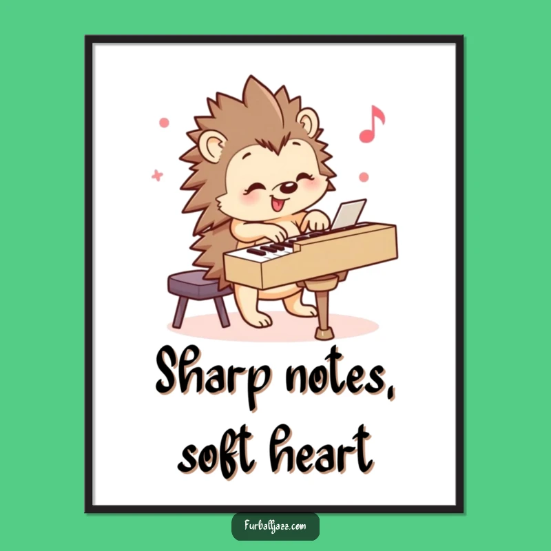 Funny Hedgehog Piano Art Poster - Whimsical Musical Wall Decor