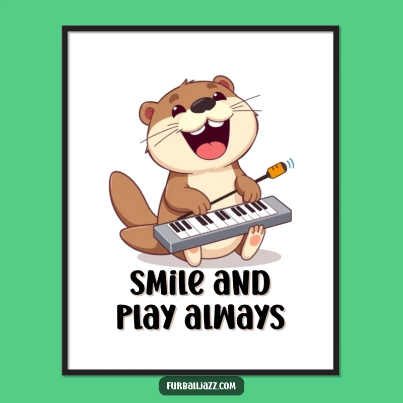Funny Otter Keyboard Poster - Playful Musician Otter Art, Hilarious Gift