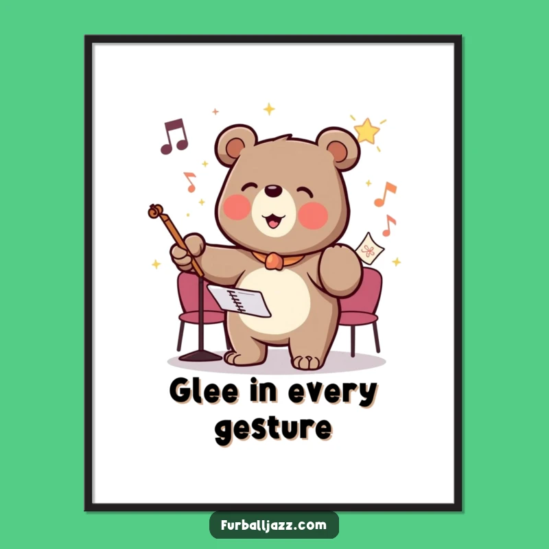 Funny Bear Conductor Poster: Glee Maestro Art, Perfect Gift for Music Rooms