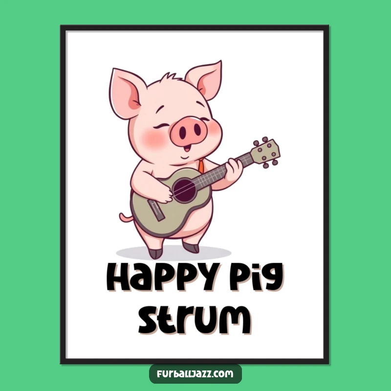 Funny Pig Ukulele Poster: Bring Cheerful Music to Your Walls - A Funny Gift