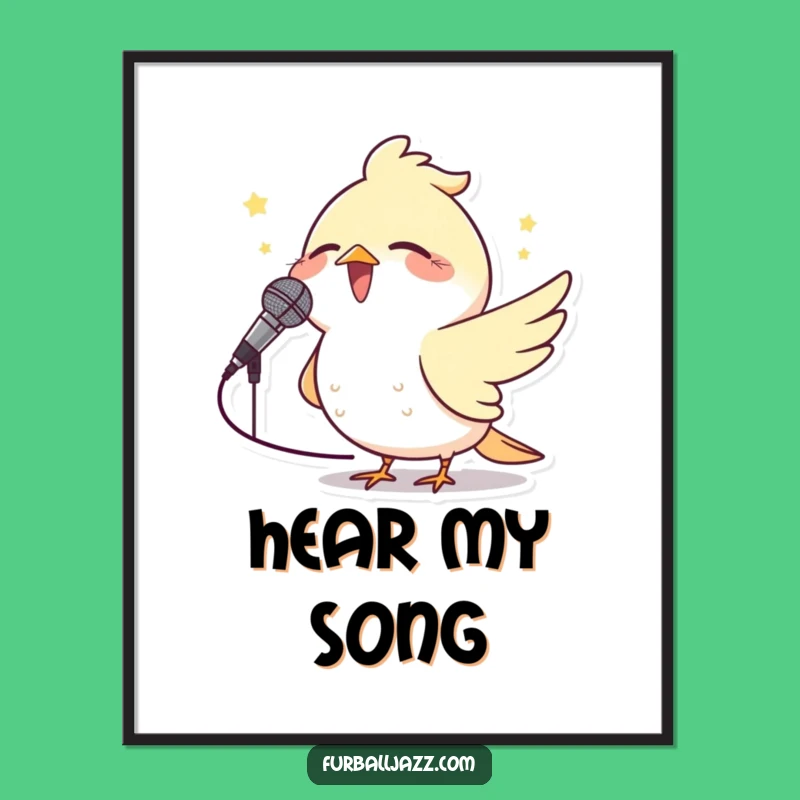 Funny Bird Microphone Poster: Vibrant Wall Art, Joyful Character, Perfect Gift