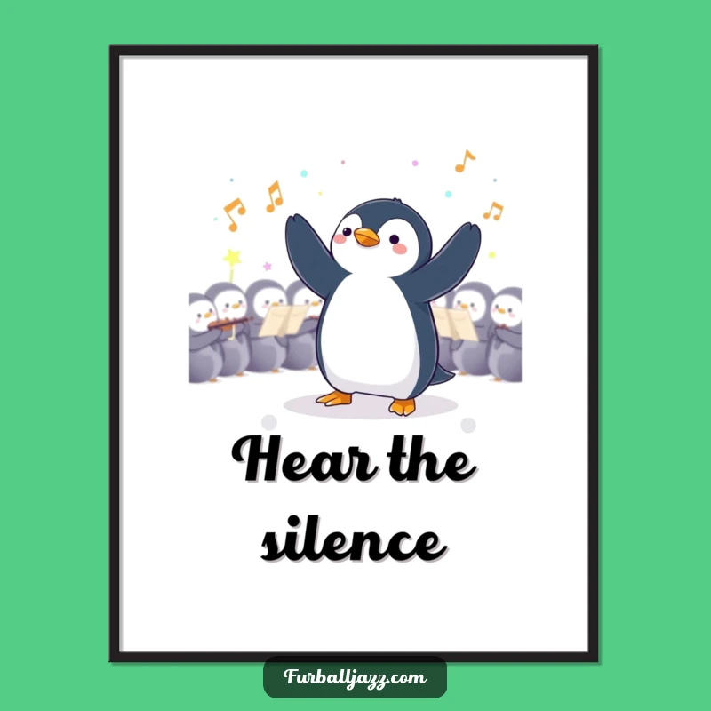 Funny Penguin Conductor Poster: Bring Dramatic Flair to Your Walls - A Funny Gift