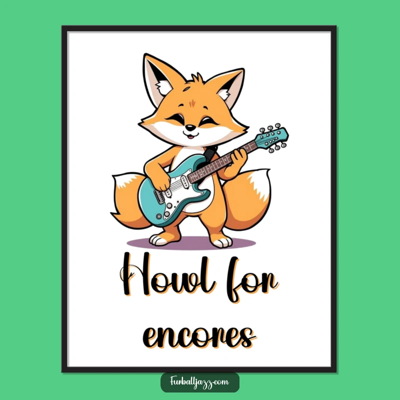 Funny Fox Guitarist Poster: Rock Your Walls with Woodland Vibes