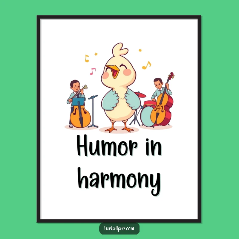 Funny Bird Sings Jazz Poster: Decorate with Musical Joy and Humor
